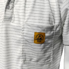 ESDTシャツ 白 7MM ストライプ 99% ポリエステル+1% 伝導性シルク ニット アンチ 静的 ポーロシャツ