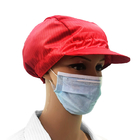 ポリエステル通気性の縞ESDの帽子のForCleanroomの明るい赤