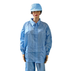 産業作業着のための青い 5mm の縞ポリエステル糸くずの出ない ESD のスーツ
