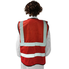男女兼用の赤く高い可視性のIDのポケットが付いている反射安全ベスト