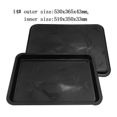 530x365x43mm ESD 静止感のない方形トレイ 黒 プラスチック 正方形 浅い ESD トレイ ESD 電子円盤