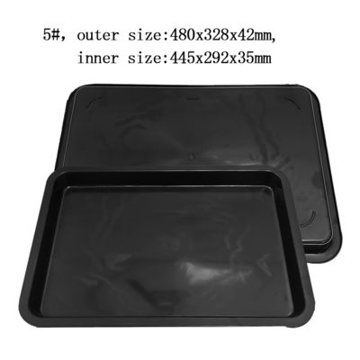 480x328x42mm 静止防止の方形トレイ 黒 プラスチック方形盆 ESD ターンオーバーボックス 電子部品 材料ボックス プラスチック トレー