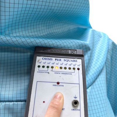 ESD 静電気防止 フルボディスーツ カバーオール フード・マスク付き ブルー