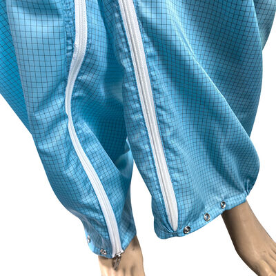 ESD 静電気防止 フルボディスーツ カバーオール フード・マスク付き ブルー