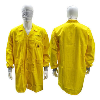 Yellow ESD Anti Static 5mm Grid TC Cleanroom Smock