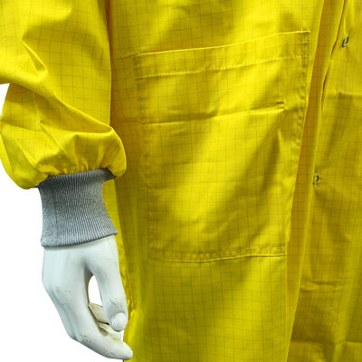Yellow ESD Anti Static 5mm Grid TC Cleanroom Smock