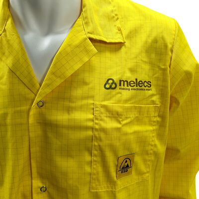 Yellow ESD Anti Static 5mm Grid TC Cleanroom Smock