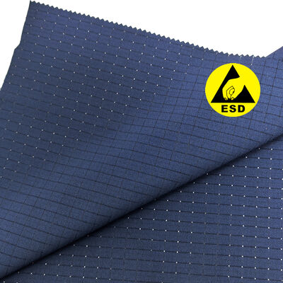 96% Polyester 4% Carbon Fiber Navy ESD Mesh Breathable Fabric for Cleanroom Clothes