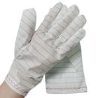 産業クリーンルームのためにリント・フリー白い縞PUの生地ESDの反静的な手袋