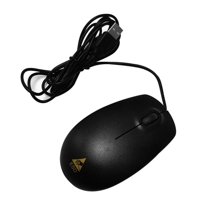 実験室のクリーンルームのために置かれる黒いESDの帯電防止ワイヤーで縛られたキーボードのマウス