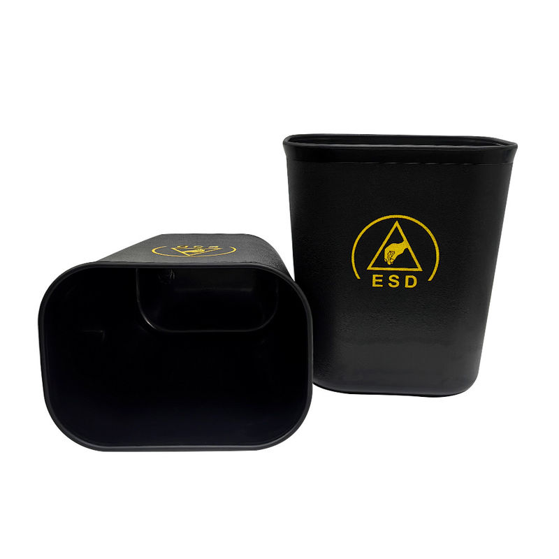 黒 ESD 静電気防止 プラスチック製 正方形 ダストフリー 廃棄物ビン 15L クリーンルーム用