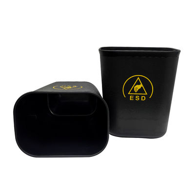 黒 ESD 静電気防止 プラスチック製 正方形 ダストフリー 廃棄物ビン 15L クリーンルーム用